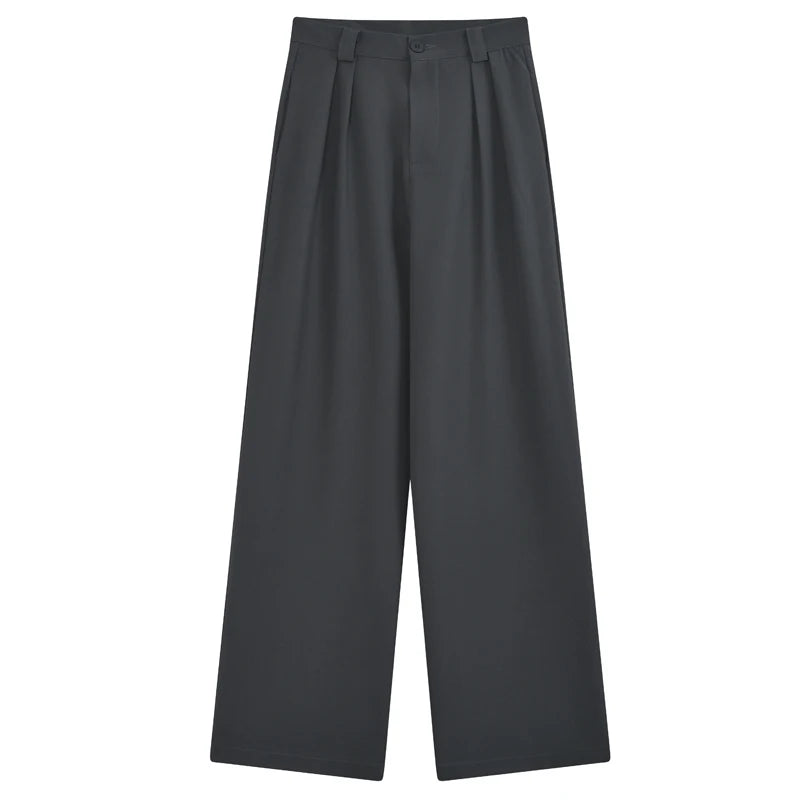 Loose Drapey Wide Leg Suit Pants High Waist Straight Cut Floor Length Casual Trousers Women's Spring Early Season Faion