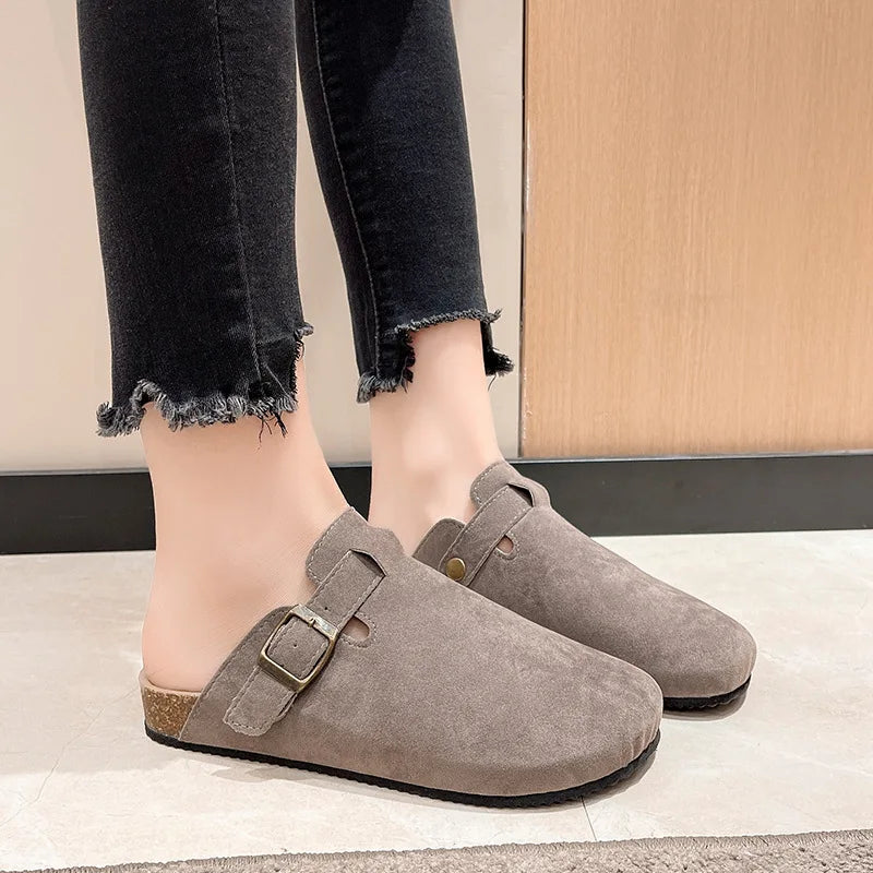 Cork Footbed Clogs for Women Men Fashion Leather Mules Comfort Potato Shoes with Arch Support Indoor Outdoor Flat Slides