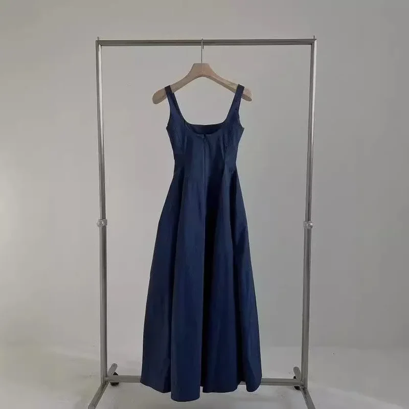 Robe Longue Femme Coréenne – Sans Manches, Taille Cintrée, Style Minimaliste et Élégant