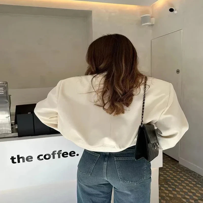 Veste Bomber Femme à Manches Longues – Style Vintage, Casual et Chic, Poches Pratiques, Mode Printemps