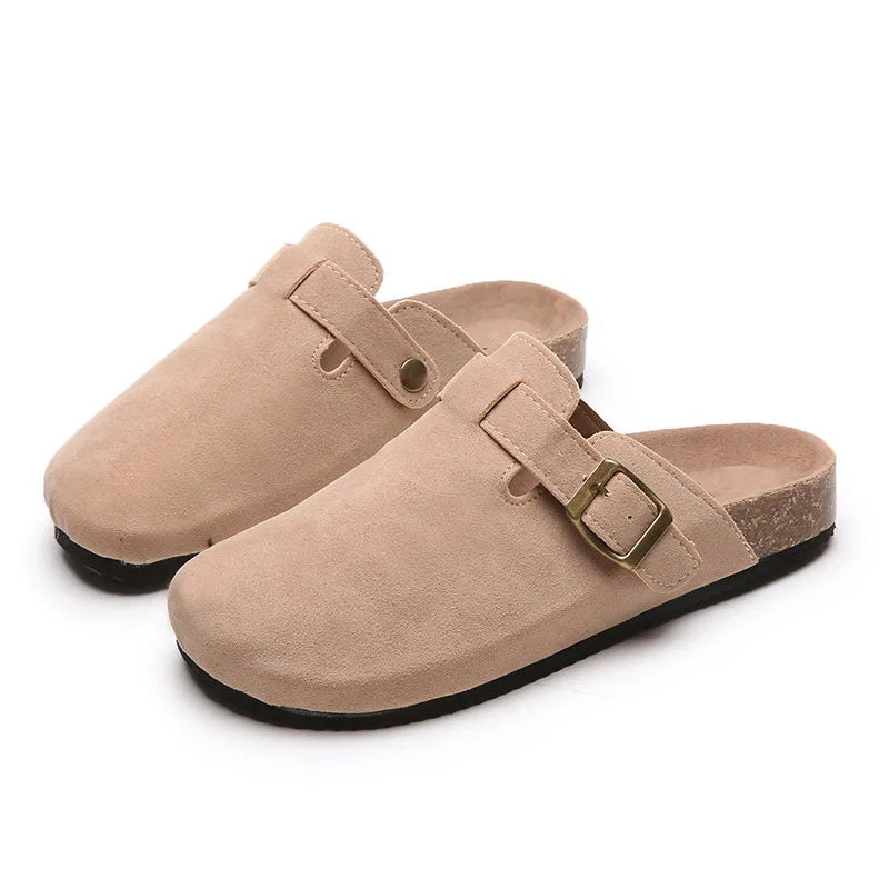 Cork Footbed Clogs for Women Men Fashion Leather Mules Comfort Potato Shoes with Arch Support Indoor Outdoor Flat Slides