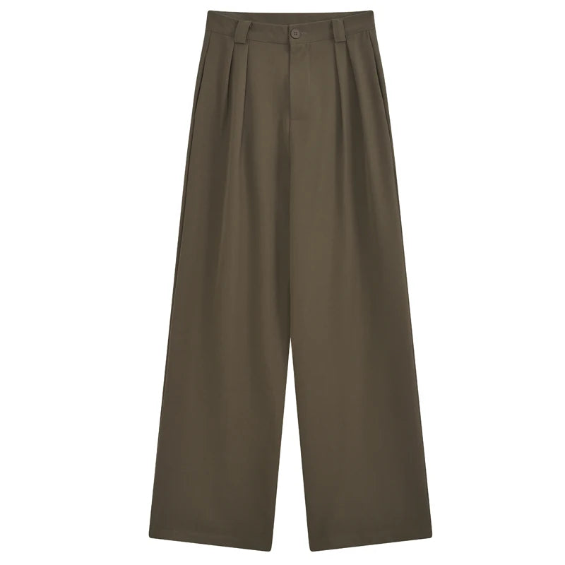 Loose Drapey Wide Leg Suit Pants High Waist Straight Cut Floor Length Casual Trousers Women's Spring Early Season Faion