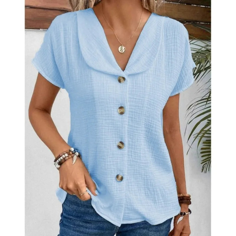 Blouse Femme Ample d’Été – Chemise Vintage Élégante et Décontractée 2025