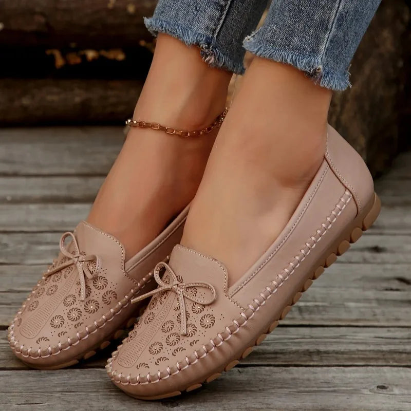 Women's Shoes 2025 New Women's Casual Round Toe Bow-knot Flat Shoes Women Breathable Loafers Slip on Comfort Shallow Shoes 35-43