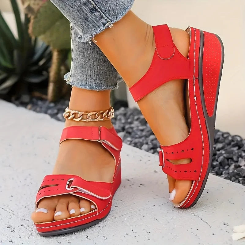 New Open Toe Fashion Women's Sandals Summer 2025Soft Sexy Womens Sandals Wedge Buckle Women's Orthopedic Sandal Footwear Female
