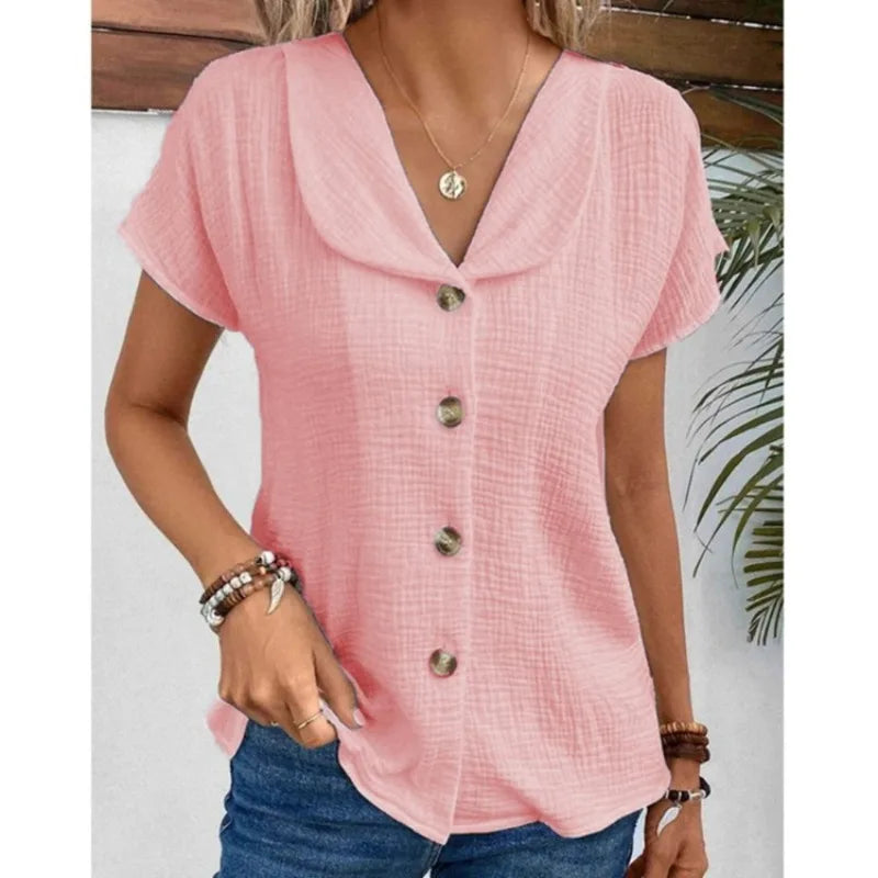 Blouse Femme Ample d’Été – Chemise Vintage Élégante et Décontractée 2025