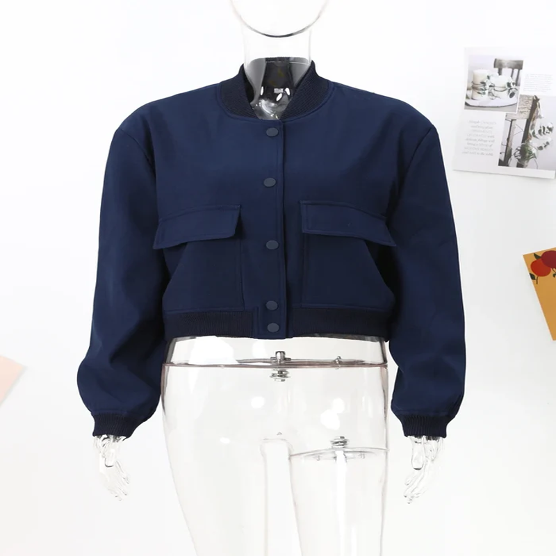 Veste Bomber Femme à Manches Longues – Style Vintage, Casual et Chic, Poches Pratiques, Mode Printemps